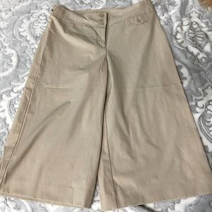 Ann Taylor Loft Khaki Wide Leg Capri Pants, Size 8